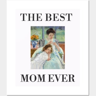 THE BEST KNITTING MOM EVER FINE ART VINTAGE STYLE CHILD AND MOTHER OLD TIMES. Posters and Art